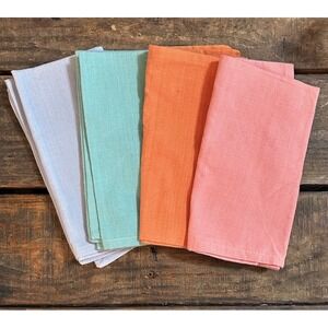 Fiesta Solid Napkins Set of 4 Light Blue Mint Orange Pink Cotton Table Linens